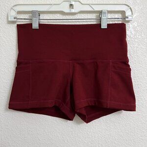 Popflex Active Booty Shorts Womens Size 2 Red Training Gym Side Pockets
